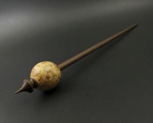 Egg bead spindle in maple burl and walnut with turquoise inlay (<font color="red"<b>RESERVED</b></font> for Laura)