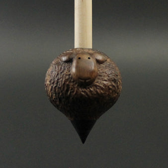 Sheep support spindle in walnut and curly maple