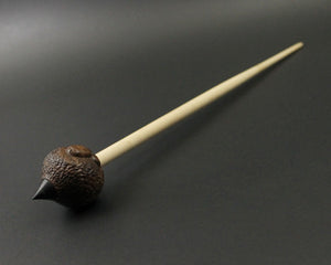 Sheep support spindle in walnut and curly maple