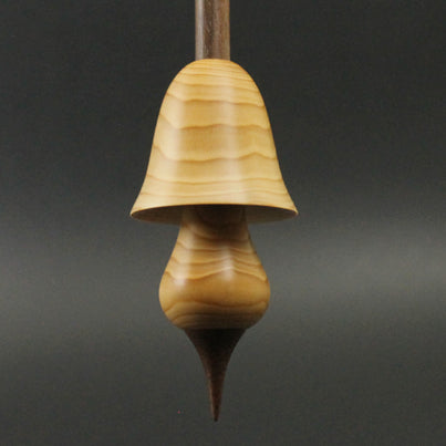 Mushroom support spindle in yew and walnut