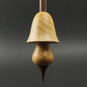 Mushroom support spindle in yew and walnut