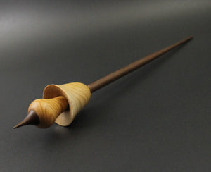 Mushroom support spindle in yew and walnut