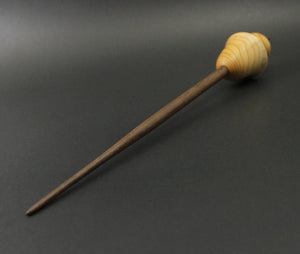 Mushroom support spindle in yew and walnut