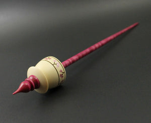Teacup spindle in holly and hand dyed curly maple