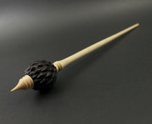Load image into Gallery viewer, Dragon egg bead spindle in East Indian rosewood and curly maple
