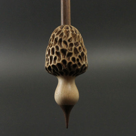 Morel mushroom support spindle in maple and walnut
