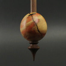 Load image into Gallery viewer, Egg bead spindle in flame box elder and walnut