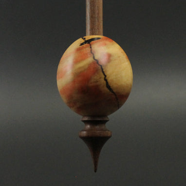 Egg bead spindle in flame box elder and walnut