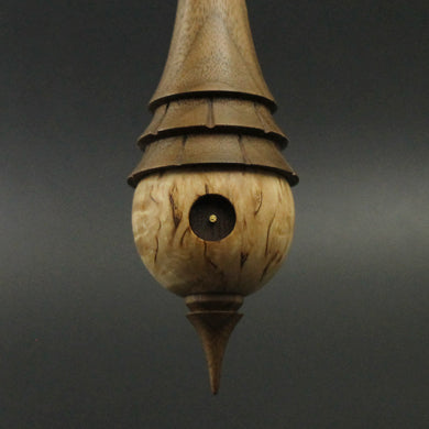 Wee folk spindle in Karelian birch and walnut