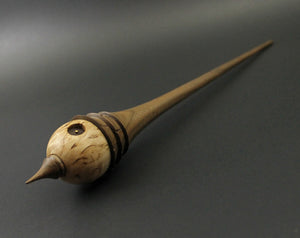 Wee folk spindle in Karelian birch and walnut