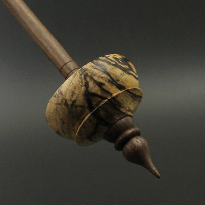 Tibetan style spindle in spalted hackberry and walnut