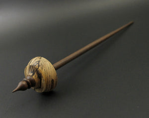 Tibetan style spindle in spalted hackberry and walnut