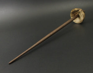 Tibetan style spindle in spalted hackberry and walnut