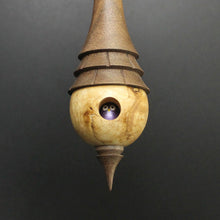 Load image into Gallery viewer, Birdhouse spindle in maple burl and walnut