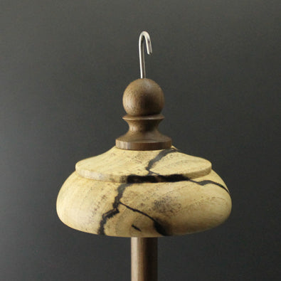 Drop spindle in spalted hackberry and walnut