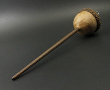 Load image into Gallery viewer, Acorn drop spindle in maple burl and walnut