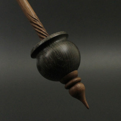 Cauldron spindle in bog oak and walnut