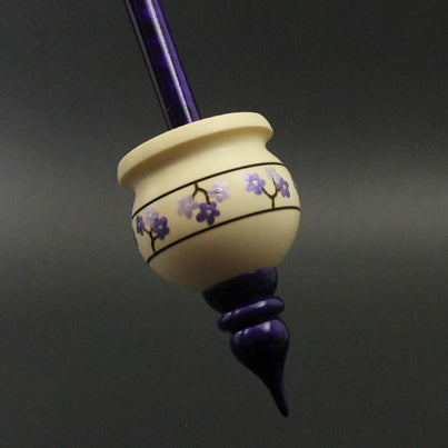 Cauldron spindle in holly and hand dyed curly maple