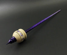 Load image into Gallery viewer, Cauldron spindle in holly and hand dyed curly maple