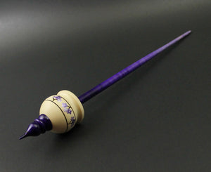 Cauldron spindle in holly and hand dyed curly maple