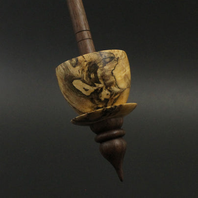 Teacup spindle in spalted hackberry and walnut