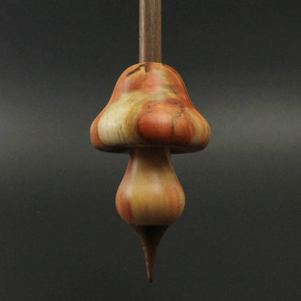 Mushroom support spindle in flame box elder and walnut