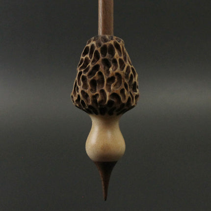 Morel mushroom support spindle in maple and walnut