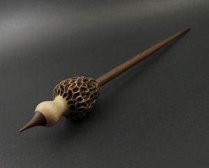 Morel mushroom support spindle in maple and walnut