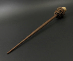 Morel mushroom support spindle in maple and walnut
