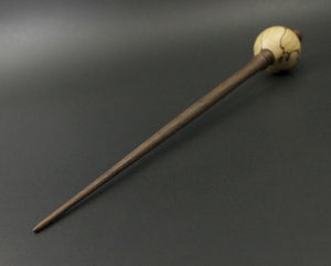 Bead spindle in spalted hackberry and walnut