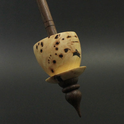 Teacup spindle in elm burl and walnut