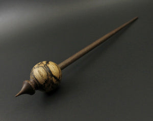 Egg bead spindle in spalted hackberry and walnut