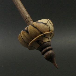 Tibetan style spindle in spalted hackberry and walnut