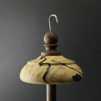 Drop spindle in spalted hackberry and walnut