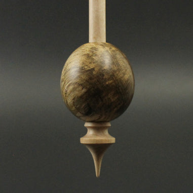 Egg bead spindle in spalted maple and curly maple