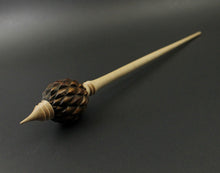 Load image into Gallery viewer, Dragon egg bead spindle in cocobolo and curly maple