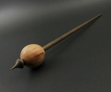 Load image into Gallery viewer, Egg bead spindle in flame box elder and walnut with turquoise inlay