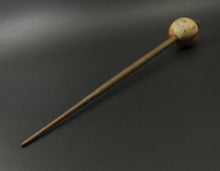 Load image into Gallery viewer, Egg bead spindle in flame box elder and walnut with turquoise inlay
