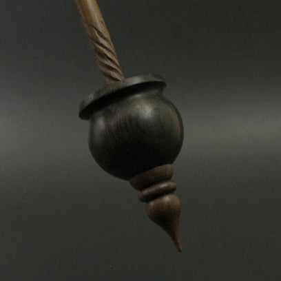Cauldron spindle in bog oak and walnut