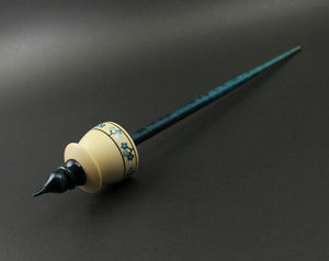 Teacup spindle in holly and hand dyed curly maple