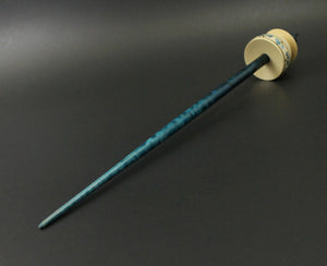 Teacup spindle in holly and hand dyed curly maple