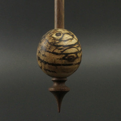 Egg bead spindle in spalted hackberry and walnut