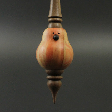 Bird bead spindle in flame box elder and walnut