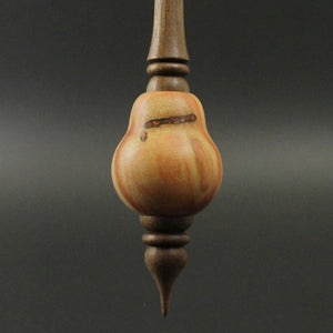 Bird bead spindle in flame box elder and walnut