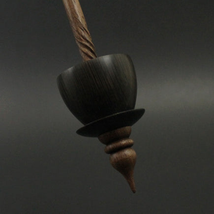 Teacup spindle in bog oak and walnut (<font color=