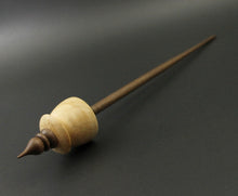 Load image into Gallery viewer, Teacup spindle in box elder burl and walnut with turquoise inlay