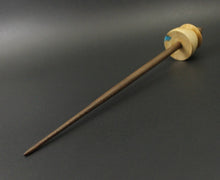 Load image into Gallery viewer, Teacup spindle in box elder burl and walnut with turquoise inlay