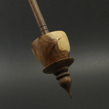 Teacup spindle in elm burl and walnut