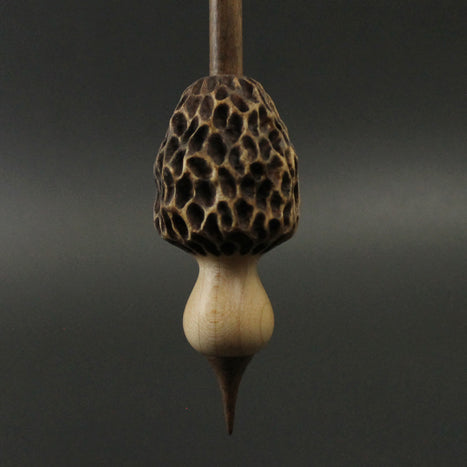 Morel mushroom support spindle in maple and walnut