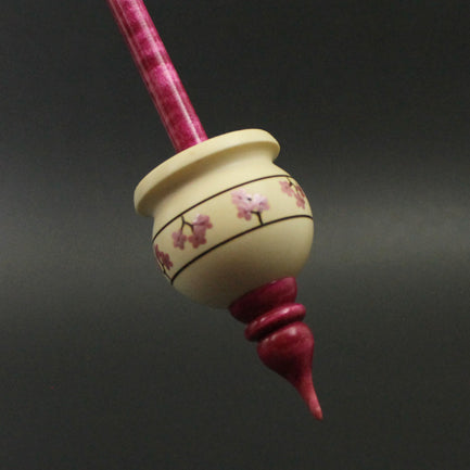 Cauldron spindle in holly and hand dyed curly maple
